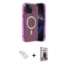 MARSİLYAN™- iPhone 14 Kılıf Eksen Çizgi - Siyah Bilvis Hayalet Cam Ekran Koruyucu + Diamond Kamera Lens - KI