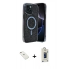 MARSİLYAN™- iPhone 14 Kılıf Eksen Çizgi - Siyah Bilvis Hayalet Cam Ekran Koruyucu + Diamond Kamera Lens - PE