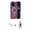MARSİLYAN™- iPhone 14 Kılıf Eksen Çizgi - Siyah Bilvis Hayalet Cam Ekran Koruyucu + Diamond Kamera Lens - SABE