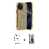 MARSİLYAN™- iPhone 14 Kılıf Eksen Çizgi - Siyah Bilvis Hayalet Cam Ekran Koruyucu + Shine Kamera Lens - GI