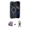MARSİLYAN™- iPhone 14 Kılıf Eksen Çizgi - Siyah Bilvis Hayalet Cam Ekran Koruyucu + Raze Metal Kamera Lens - GS