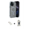 MARSİLYAN™- iPhone 14 Kılıf Eksen Çizgi - Siyah Bilvis Hayalet Cam Ekran Koruyucu + Diamond Kamera Lens - KI