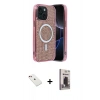 MARSİLYAN™- iPhone 14 Kılıf Eksen Çizgi - Siyah Bilvis Hayalet Cam Ekran Koruyucu + Diamond Kamera Lens - KI