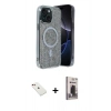 MARSİLYAN™- iPhone 14 Kılıf Eksen Çizgi - Siyah Bilvis Hayalet Cam Ekran Koruyucu + Diamond Kamera Lens - KI