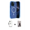 MARSİLYAN™- iPhone 14 Kılıf Eksen Çizgi - Siyah Bilvis Hayalet Cam Ekran Koruyucu + Shine Kamera Lens - SH
