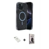 MARSİLYAN™- iPhone 14 Kılıf Eksen Çizgi - Siyah Bilvis Hayalet Cam Ekran Koruyucu + Diamond Kamera Lens - YL