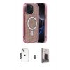 MARSİLYAN™- iPhone 14 Kılıf Eksen Çizgi - Siyah Bilvis Hayalet Cam Ekran Koruyucu + Yeşil Shine Kamera Lens