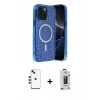 MARSİLYAN™- iPhone 14 Kılıf Eksen Çizgi - Siyah Bilvis Hayalet Cam Ekran Koruyucu + Shine Kamera Lens - YL