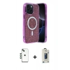 MARSİLYAN™- iPhone 14 Kılıf Eksen Çizgi - Siyah Bilvis Hayalet Cam Ekran Koruyucu + Shine Kamera Lens - YL
