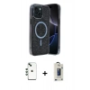 MARSİLYAN™- iPhone 14 Kılıf Eksen Çizgi - Siyah Bilvis Hayalet Cam Ekran Koruyucu + Shine Kamera Lens - YL