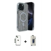 MARSİLYAN™- iPhone 14 Kılıf Eksen Çizgi - Siyah Bilvis Hayalet Cam Ekran Koruyucu + Shine Kamera Lens - YL