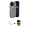 MARSİLYAN™- iPhone 14 Kılıf Eksen Çizgi - Siyah Buffer Cam Ekran Koruyucu + Diamond Kamera Lens - SABE