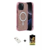 MARSİLYAN™- iPhone 14 Kılıf Eksen Çizgi - Siyah Buffer Cam Ekran Koruyucu + Diamond Kamera Lens - KI