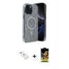 MARSİLYAN™- iPhone 14 Kılıf Eksen Çizgi - Siyah Buffer Cam Ekran Koruyucu + Diamond Kamera Lens - KI
