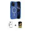 MARSİLYAN™- iPhone 14 Kılıf Eksen Çizgi - Siyah Buffer Cam Ekran Koruyucu + Shine Kamera Lens - KI