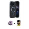 MARSİLYAN™- iPhone 14 Kılıf Eksen Çizgi - Siyah Buffer Cam Ekran Koruyucu + Raze Metal Kamera Lens - GS
