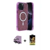 MARSİLYAN™- iPhone 14 Kılıf Eksen Çizgi - Siyah Buffer Cam Ekran Koruyucu + Raze Metal Kamera Lens - SH