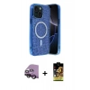 MARSİLYAN™- iPhone 14 Kılıf Eksen Çizgi - Siyah Buffer Cam Ekran Koruyucu + Raze Metal Kamera Lens - SH
