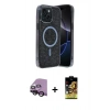 MARSİLYAN™- iPhone 14 Kılıf Eksen Çizgi - Siyah Buffer Cam Ekran Koruyucu + Raze Metal Kamera Lens - SH