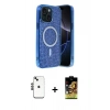 MARSİLYAN™- iPhone 14 Kılıf Eksen Çizgi - Siyah Buffer Cam Ekran Koruyucu + Shine Kamera Lens - SH