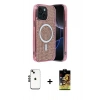 MARSİLYAN™- iPhone 14 Kılıf Eksen Çizgi - Siyah Buffer Cam Ekran Koruyucu + Shine Kamera Lens - SH