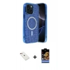MARSİLYAN™- iPhone 14 Kılıf Eksen Çizgi - Siyah Buffer Hayalet Cam Ekran Koruyucu + Diamond Kamera Lens - KI