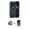 MARSİLYAN™- iPhone 14 Kılıf Eksen Çizgi - Siyah Buffer Hayalet Cam Ekran Koruyucu + Raze Metal Kamera Lens - GS