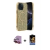 MARSİLYAN™- iPhone 14 Kılıf Eksen Çizgi - Siyah Buffer Hayalet Cam Ekran Koruyucu + Raze Metal Kamera Lens - KI