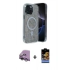 MARSİLYAN™- iPhone 14 Kılıf Eksen Çizgi - Siyah Buffer Hayalet Cam Ekran Koruyucu + Raze Metal Kamera Lens - GS