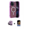 MARSİLYAN™- iPhone 14 Kılıf Eksen Çizgi - Siyah Buffer Hayalet Cam Ekran Koruyucu + Raze Metal Kamera Lens - SH