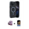MARSİLYAN™- iPhone 14 Kılıf Eksen Çizgi - Siyah Buffer Hayalet Cam Ekran Koruyucu + Raze Metal Kamera Lens - KI