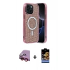 MARSİLYAN™- iPhone 14 Kılıf Eksen Çizgi - Siyah Buffer Hayalet Cam Ekran Koruyucu + Raze Metal Kamera Lens - KI