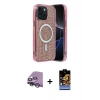 MARSİLYAN™- iPhone 14 Kılıf Eksen Çizgi - Siyah Buffer Hayalet Cam Ekran Koruyucu + Raze Metal Kamera Lens - GS