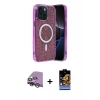 MARSİLYAN™- iPhone 14 Kılıf Eksen Çizgi - Siyah Buffer Hayalet Cam Ekran Koruyucu + Raze Metal Kamera Lens - GS
