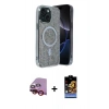 MARSİLYAN™- iPhone 14 Kılıf Eksen Çizgi - Siyah Buffer Hayalet Cam Ekran Koruyucu + Raze Metal Kamera Lens - KI
