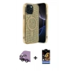 MARSİLYAN™- iPhone 14 Kılıf Eksen Çizgi - Siyah Buffer Hayalet Cam Ekran Koruyucu + Raze Metal Kamera Lens - SH
