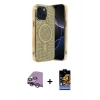 MARSİLYAN™- iPhone 14 Kılıf Eksen Çizgi - Siyah Buffer Hayalet Cam Ekran Koruyucu + Raze Metal Kamera Lens - GS