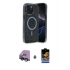 MARSİLYAN™- iPhone 14 Kılıf Eksen Çizgi - Siyah Buffer Hayalet Cam Ekran Koruyucu + Raze Metal Kamera Lens - SH