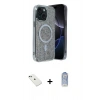 MARSİLYAN™- iPhone 14 Kılıf Eksen Çizgi - Siyah Joko Magic 5D Cam + Diamond Kamera Lens - YL