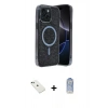 MARSİLYAN™- iPhone 14 Kılıf Eksen Çizgi - Siyah Joko Magic 5D Cam + Diamond Kamera Lens - YL