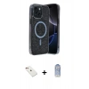 MARSİLYAN™- iPhone 14 Kılıf Eksen Çizgi - Siyah Joko Magic 5D Cam + Diamond Kamera Lens - KI