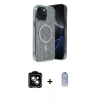 MARSİLYAN™- iPhone 14 Kılıf Eksen Çizgi - Siyah Joko Magic 5D Cam + PVD Metal Kamera Lens - MI