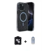 MARSİLYAN™- iPhone 14 Kılıf Eksen Çizgi - Siyah Joko Magic 5D Cam + PVD Metal Kamera Lens - MI