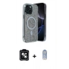 MARSİLYAN™- iPhone 14 Kılıf Eksen Çizgi - Siyah Joko Magic 5D Cam + PVD Metal Kamera Lens - YL