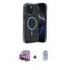 MARSİLYAN™- iPhone 14 Kılıf Eksen Çizgi - Siyah Joko Magic 5D Cam + Raze Metal Kamera Lens - KI