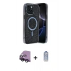 MARSİLYAN™- iPhone 14 Kılıf Eksen Çizgi - Siyah Joko Magic 5D Cam + Raze Metal Kamera Lens - SH