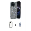 MARSİLYAN™- iPhone 14 Kılıf Eksen Çizgi - Siyah Joko Magic 5D Cam + Shine Kamera Lens - GI