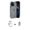 MARSİLYAN™- iPhone 14 Kılıf Eksen Çizgi - Siyah Joko Magic 5D Cam + Shine Kamera Lens - KI