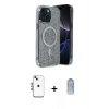 MARSİLYAN™- iPhone 14 Kılıf Eksen Çizgi - Siyah Joko Magic 5D Cam + Shine Kamera Lens - MI