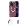 MARSİLYAN™- iPhone 14 Kılıf Eksen Çizgi - Siyah Joko Magic 5D Cam + Shine Kamera Lens - YL